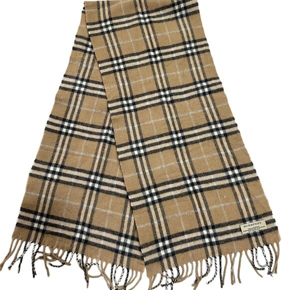 Burberry Accessories - Burberry Classic Check Scarf Beige 100% Lambswool Unisex Scarf Made In Scotland